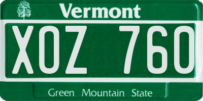 VT license plate XOZ760