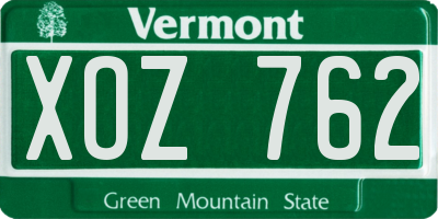 VT license plate XOZ762