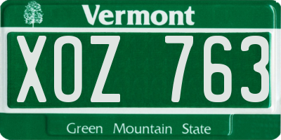VT license plate XOZ763
