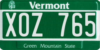 VT license plate XOZ765