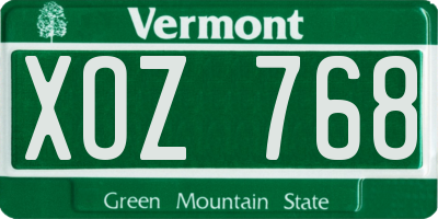 VT license plate XOZ768