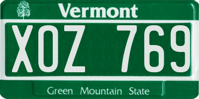 VT license plate XOZ769