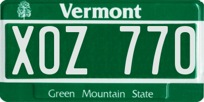 VT license plate XOZ770