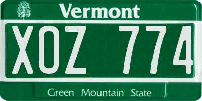 VT license plate XOZ774