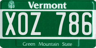 VT license plate XOZ786