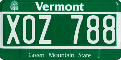 VT license plate XOZ788