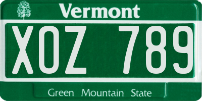 VT license plate XOZ789
