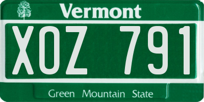 VT license plate XOZ791