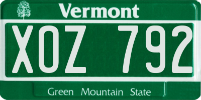 VT license plate XOZ792