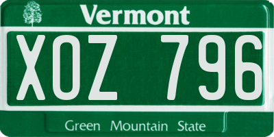 VT license plate XOZ796