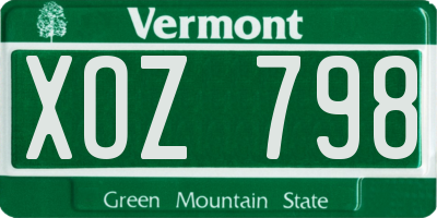 VT license plate XOZ798