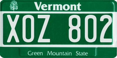 VT license plate XOZ802