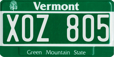 VT license plate XOZ805