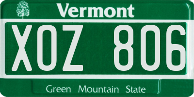 VT license plate XOZ806