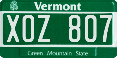 VT license plate XOZ807