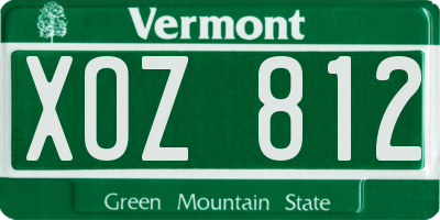 VT license plate XOZ812