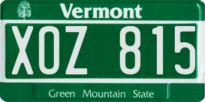 VT license plate XOZ815