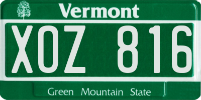 VT license plate XOZ816