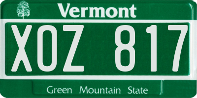 VT license plate XOZ817