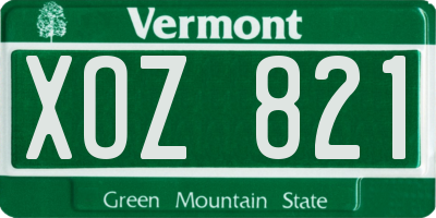 VT license plate XOZ821