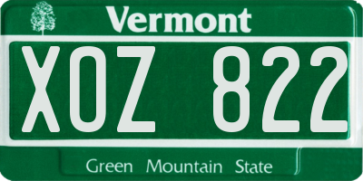 VT license plate XOZ822