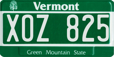 VT license plate XOZ825