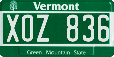 VT license plate XOZ836