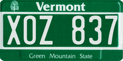 VT license plate XOZ837