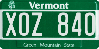 VT license plate XOZ840