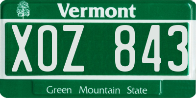 VT license plate XOZ843