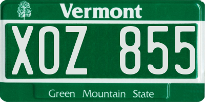 VT license plate XOZ855