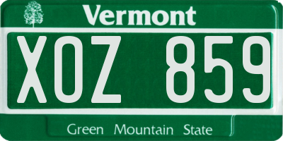 VT license plate XOZ859
