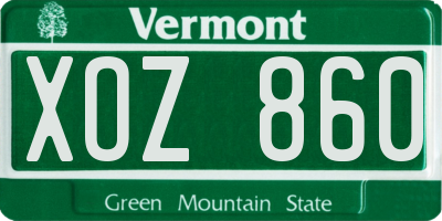 VT license plate XOZ860