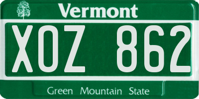 VT license plate XOZ862