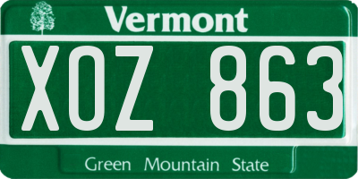 VT license plate XOZ863