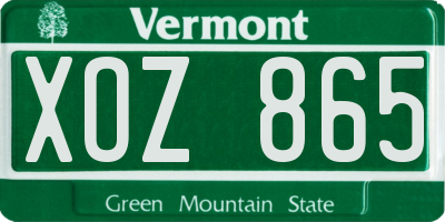 VT license plate XOZ865