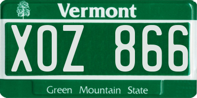 VT license plate XOZ866