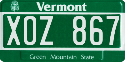 VT license plate XOZ867