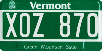 VT license plate XOZ870