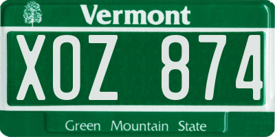 VT license plate XOZ874