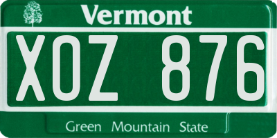VT license plate XOZ876