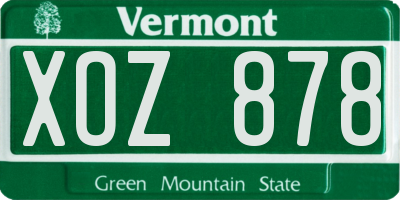VT license plate XOZ878