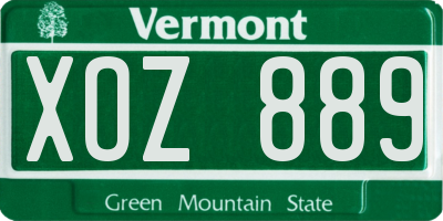 VT license plate XOZ889