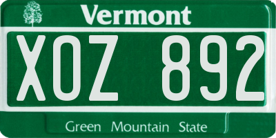 VT license plate XOZ892