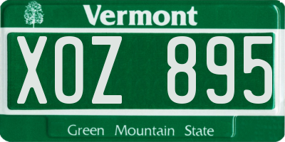 VT license plate XOZ895