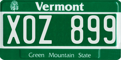 VT license plate XOZ899