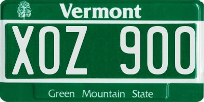 VT license plate XOZ900
