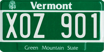 VT license plate XOZ901