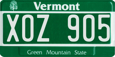 VT license plate XOZ905