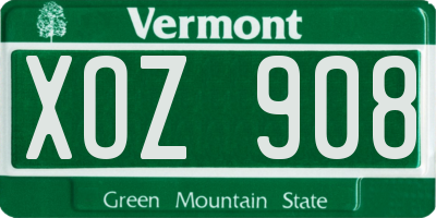 VT license plate XOZ908